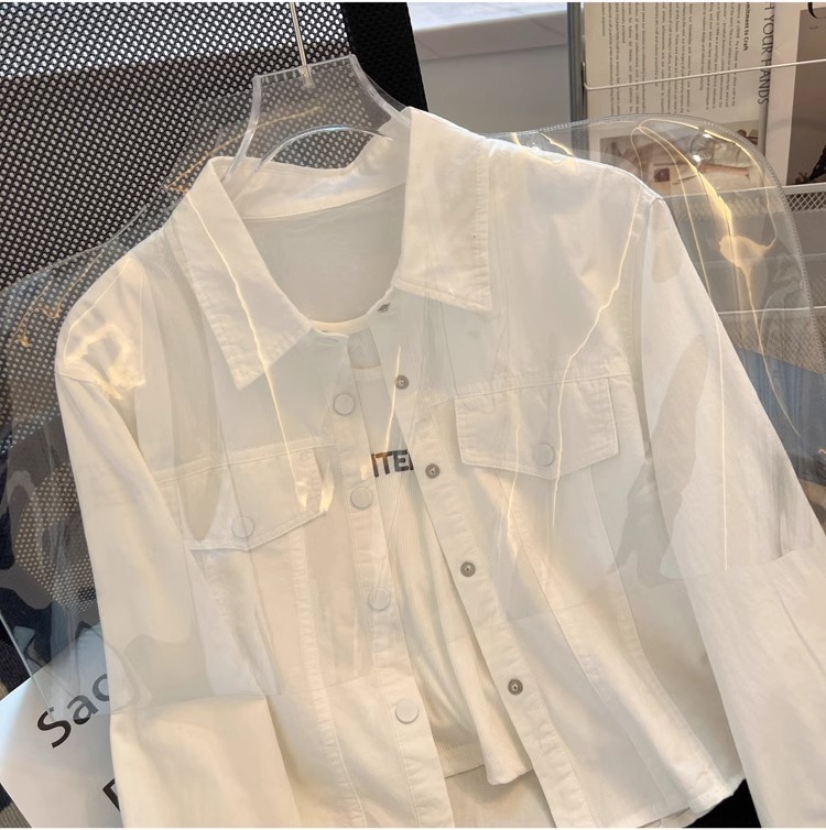 Polo领长袖衬衫女2024春秋新款洋气时尚修身显瘦薄款衬衣外套上衣详情26