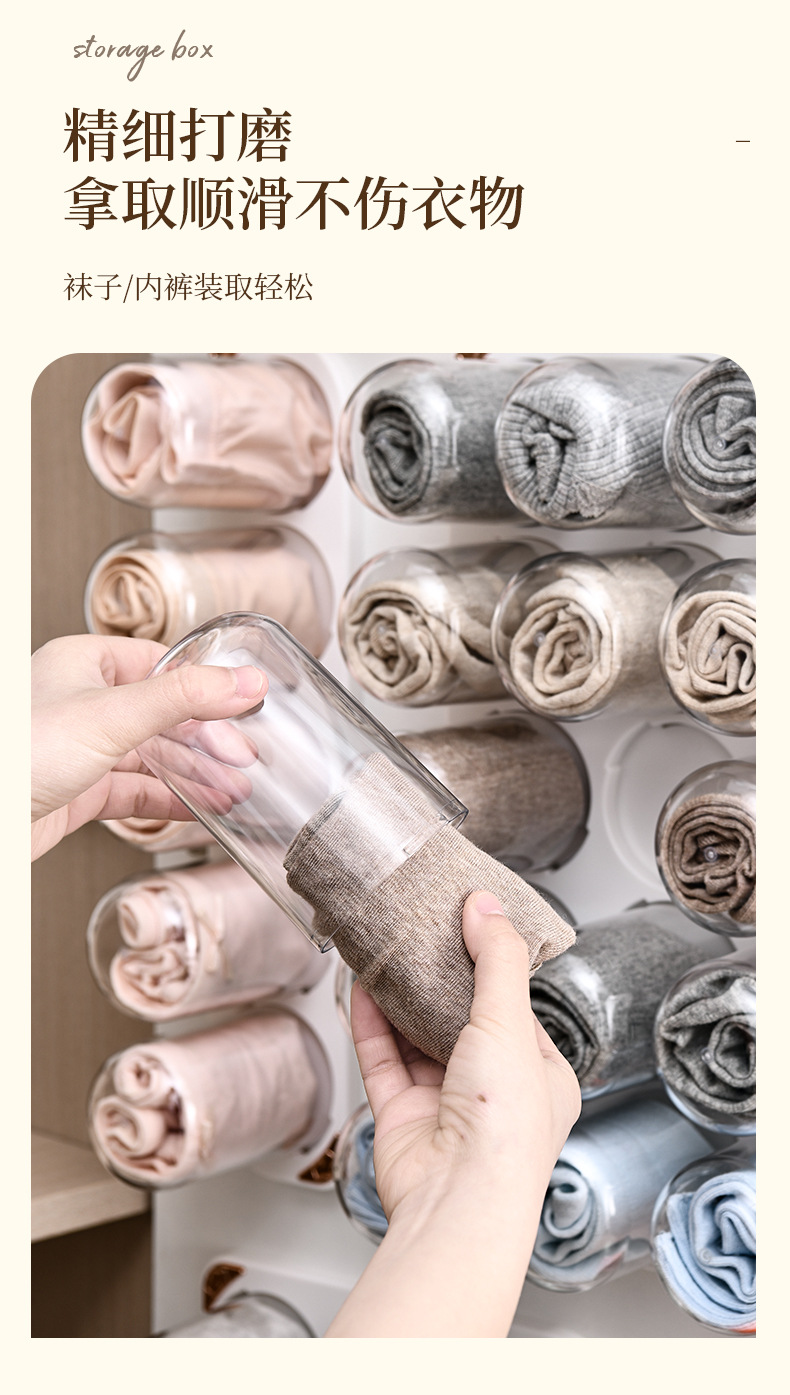 袜子短裤收纳盒壁挂式透明衣橱柜门装袜子神器塑料内衣内裤收纳盒详情11