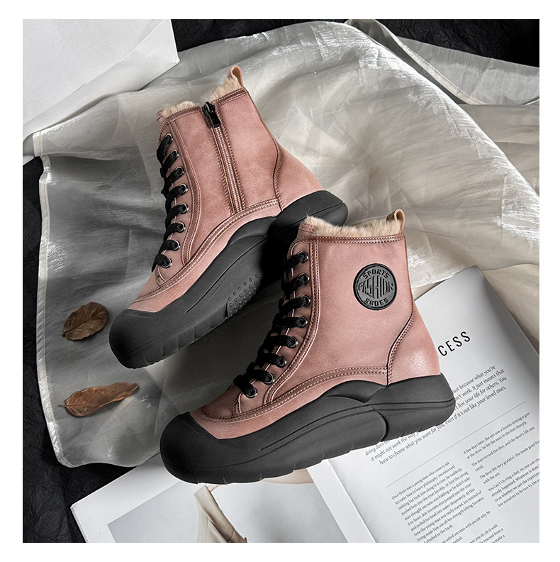 兔毛小白鞋女2024冬季新款高帮运动板鞋厚底女鞋复古百搭保暖女鞋详情22