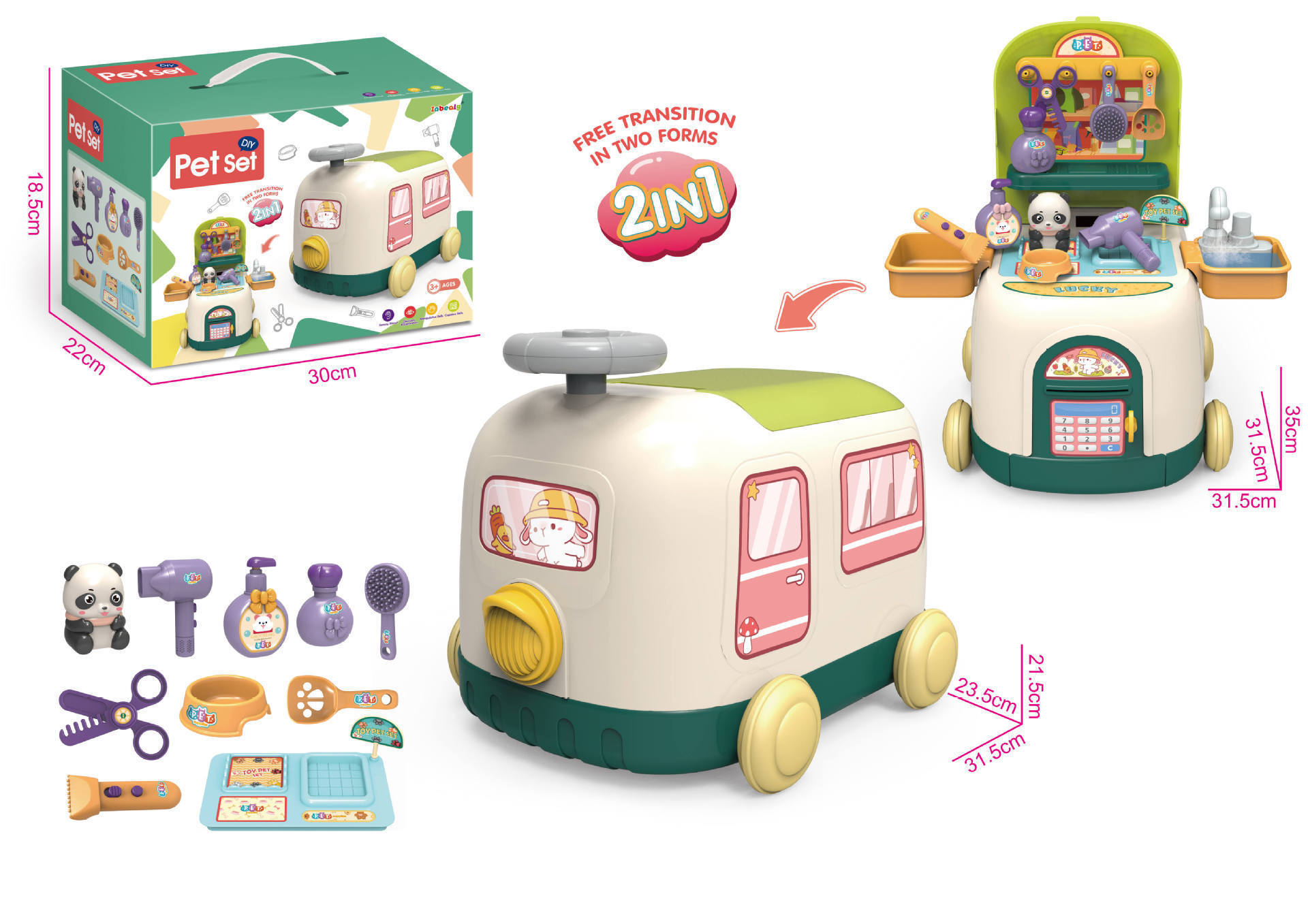 亚马逊跨境儿童火车收纳2合1厨房医具宠物女孩过家家益智场景玩具详情6