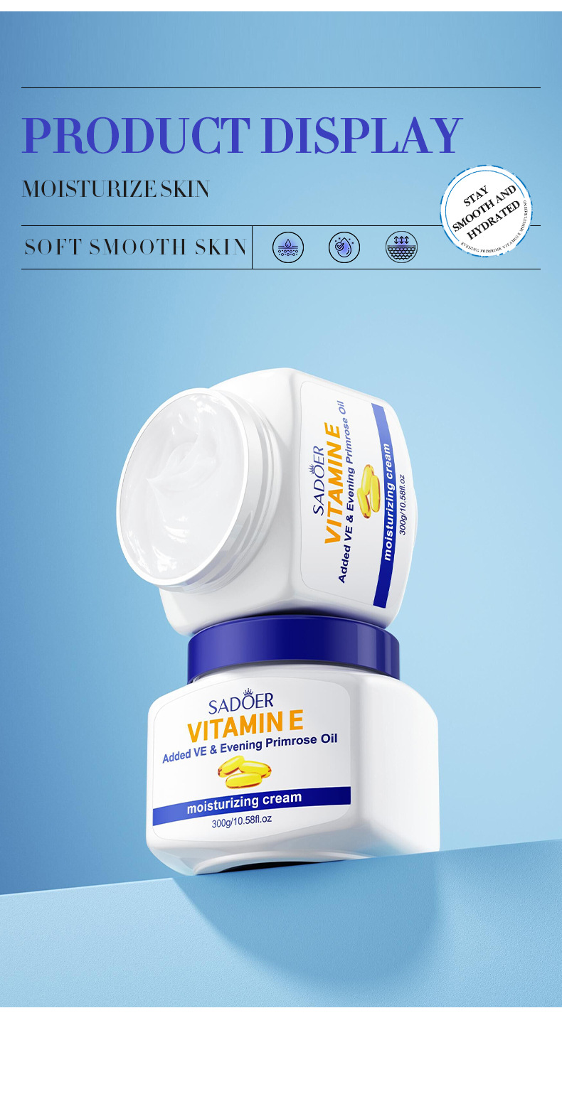 All-english Vitamin E cream SADOER Evening Primrose hydrating, Moisturizing and skin-nourishing large volume cross-border export pic 9