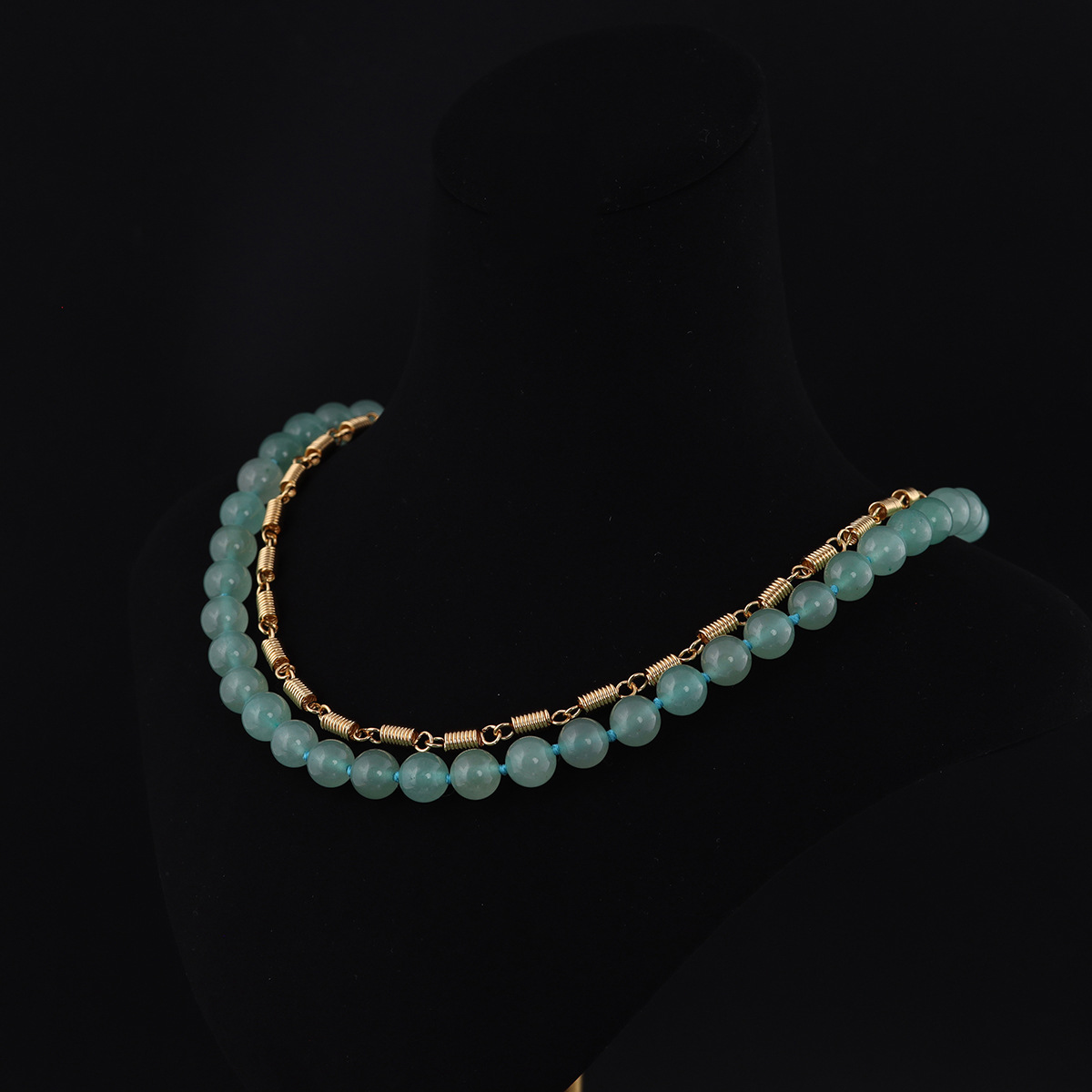 中古vintage高级感时尚小众设计青岛工厂批发祖母绿双层项链女款详情3