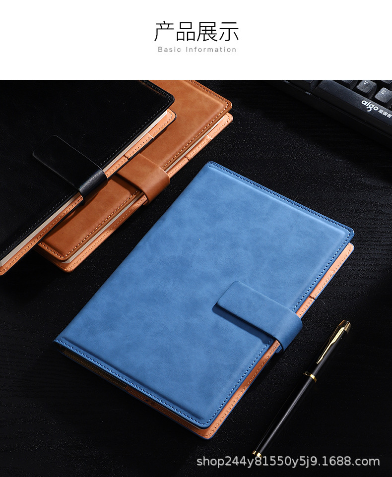 Business notebook office a5 square buckle magnetic buckle notepad paperback B5 gift box wholesale, can print diaries and meeting minutes pic 15