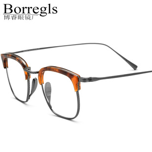 Pure titanium Italian handcrafted glasses frame round frame for men and women steampunk motorcycle can be paired with myopia glasses and plain glasses. New pic 8