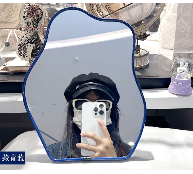 粉色女孩桌面化妆镜不规则云朵梳妆镜公司礼品广告赠品外贸镜子详情5