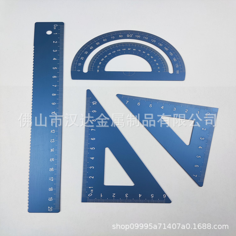 抖音同款铝合金套尺 激光刻字尺子四件套 学生绘图三角尺工具套装详情19