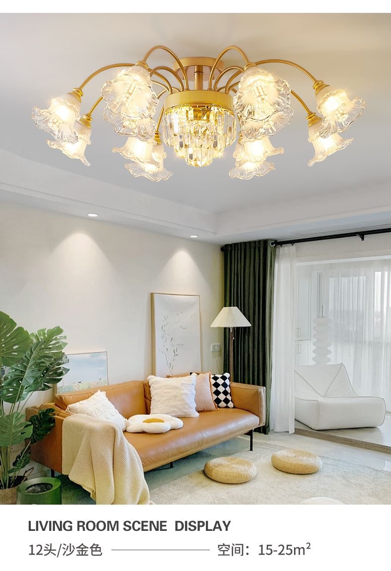 新款欧式客厅吊灯轻奢水晶灯美式大厅客厅灯家用简约餐厅卧室灯具详情7
