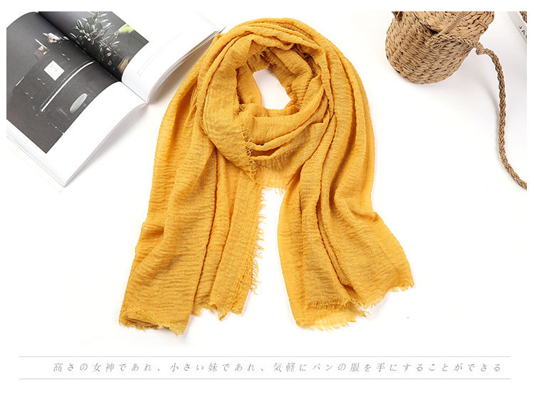 New solid-color long scarves for sun protection, single-color versatile shawls, cotton, linen and silk scarves in stock from the manufacturer, custom-dyed wholesale pic 21