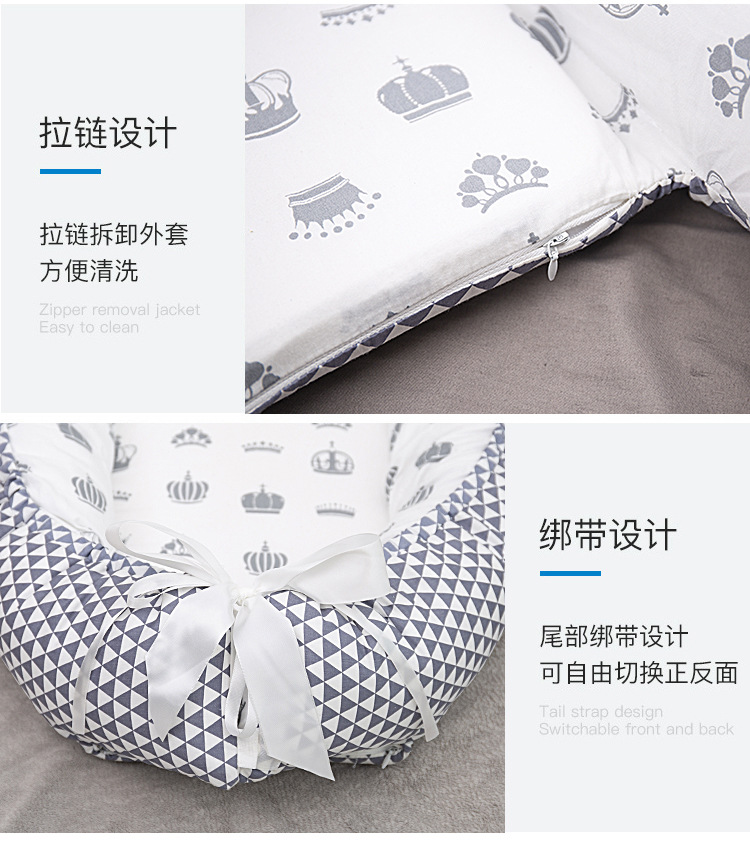 Cross-border exclusive folding, detachable and washable portable anti-pressure crib, midbed bionic fully detachable baby pillow crib pic 28
