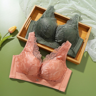品质内衣2024春夏文胸新品聚拢收副乳调整型内衣蕾丝小胸中厚胸罩详情24