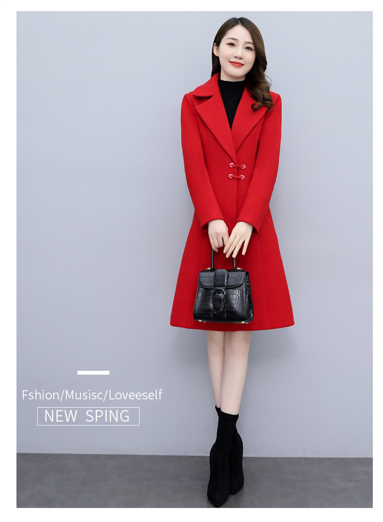 High-end woolen overcoat for women, mid-length, 2021 new autumn and winter Korean style, fashionable and elegant, fitted suit collar jacket pic 19