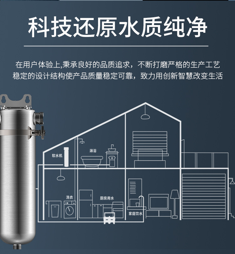 304不锈钢前置过滤器家用全屋大流量净水器反冲洗自来水过滤器Stainless steel prefilter详情3