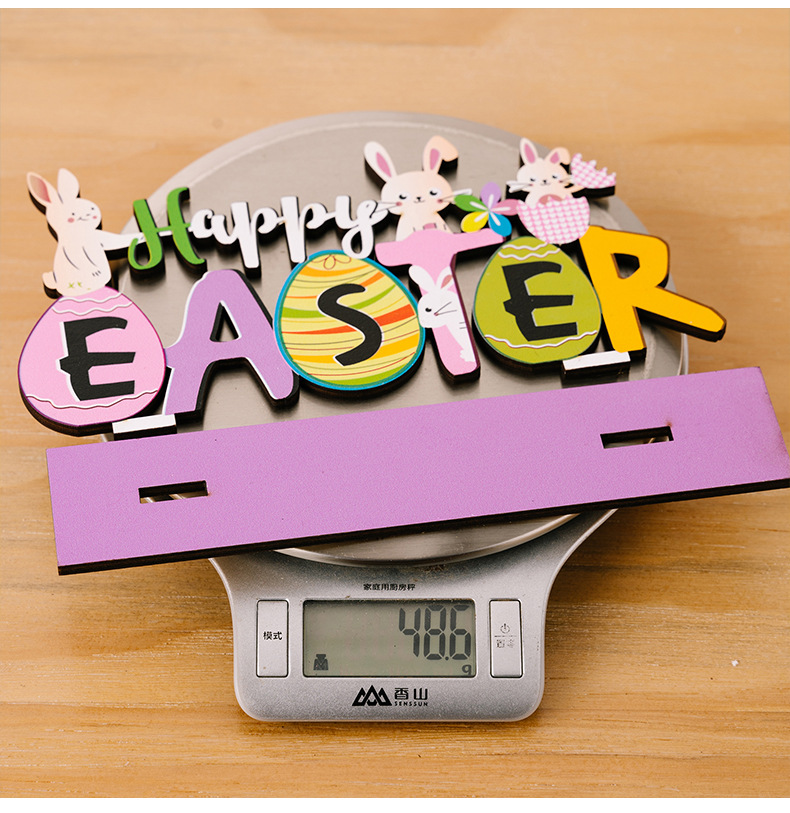 Cross-border new products: Haobei Easter Decorations, Easter Rabbit figurines, Easter purple wooden letter figurines pic 12