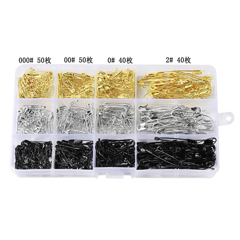 亚马逊540枚金银黑三色安全别针套装多型号镀镍别针厂家批发详情16