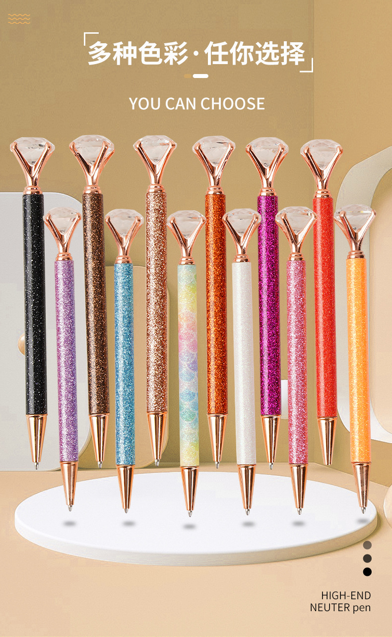 Wholesale diamond ballpoint pens, gold powder covered ballpoint pens, large diamond pens and fashionable gift pens from the manufacturer pic 7
