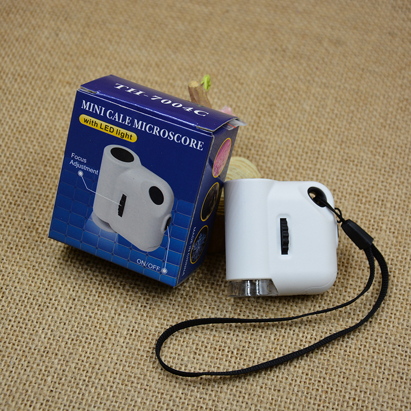 Jinghui Factory Direct sales mini Creative high-power portable microscope LED light 7004C magnifying glass pic 2