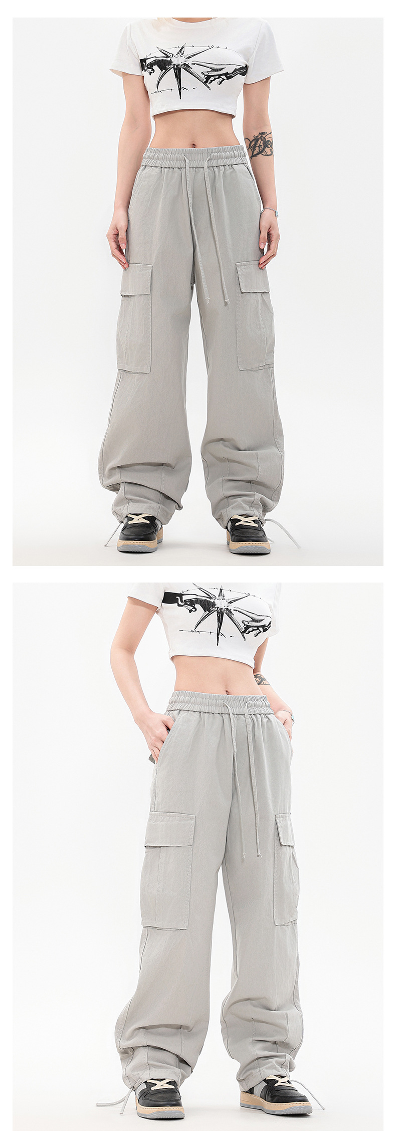 OREETA丨vintage直筒工装裤女可调节日系工装裤潮牌阔腿工装裤男详情18