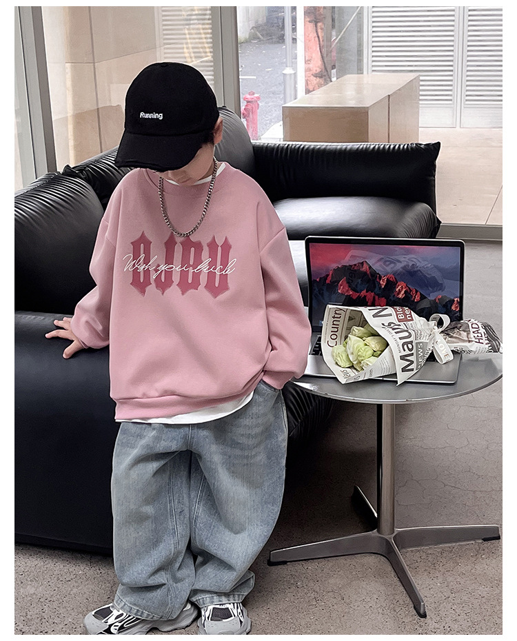 童酷儿童秋装2024湖州织里童装韩版宝宝上衣潮酷字母印花男童卫衣详情15