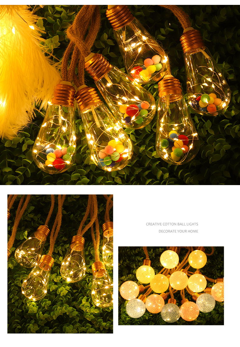 Cross-border 2023 new solar hemp rope light, copper wire string light, outdoor waterproof camping decoration, Christmas festival color light pic 3