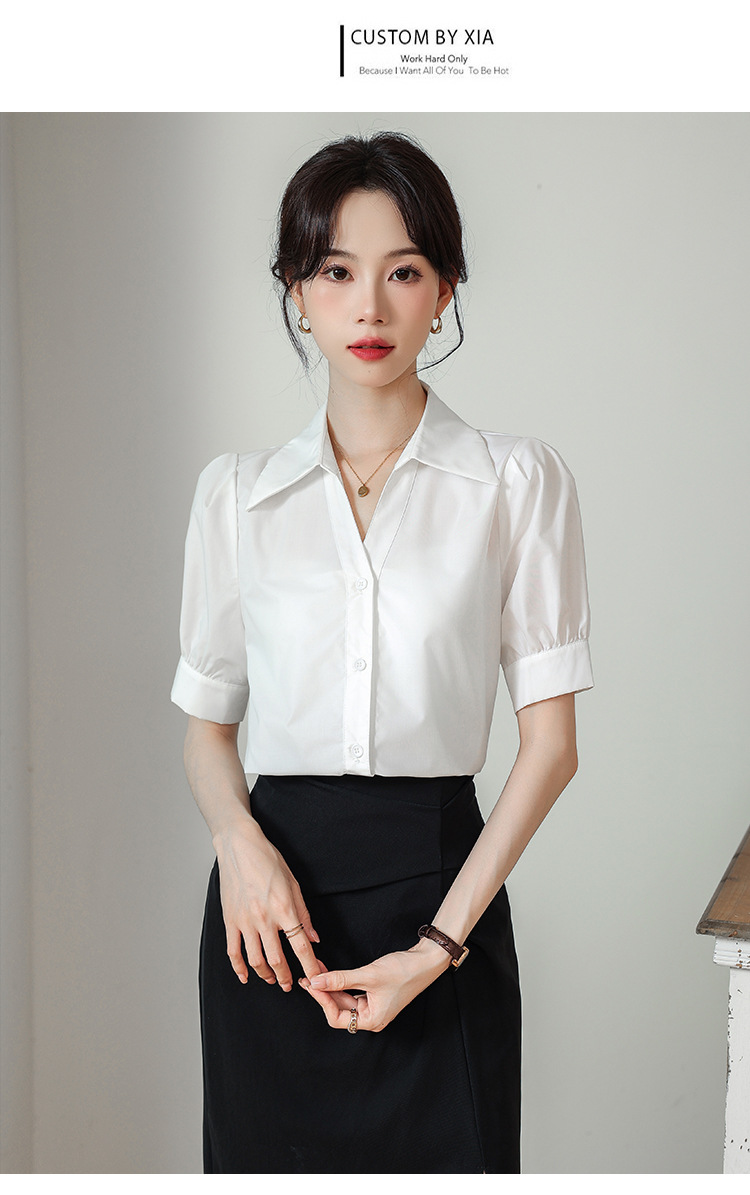 A niche chiffon shirt and top for summer 2024, a new short-sleeved shirt for women with a French style that makes them look slimmer pic 23