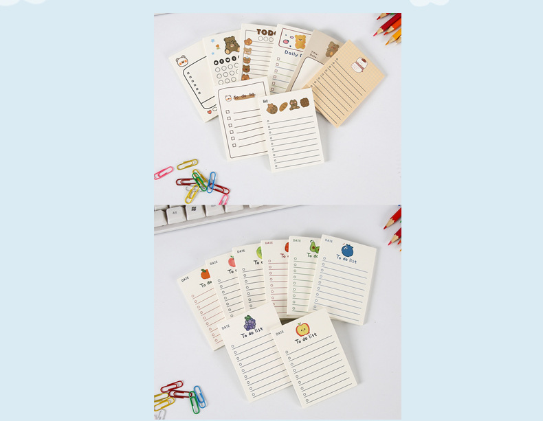Wholesale of cute fruit bear sticky notes in stock. Korean Instagram minimalist and girlish sticky notes pic 2