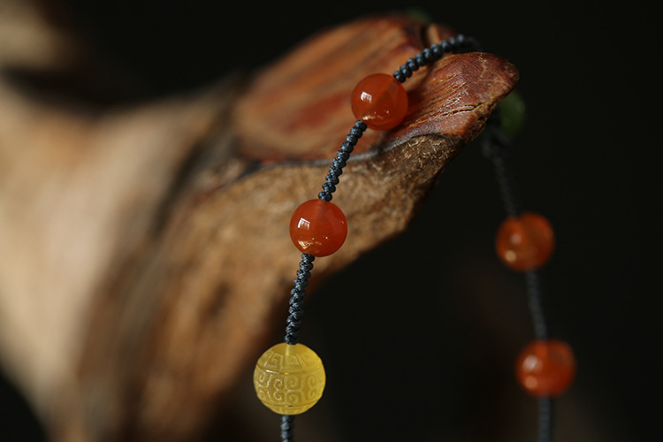 Natural multi-treasure hand-woven bracelet, amber, turquoise, south red agate, jasper and cinnabar, handcrafted style pic 9