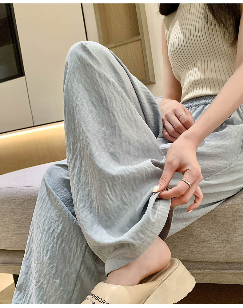 白色奶芙山本阔腿裤女春夏2024新款高腰垂感醋酸小个子慵懒风冰丝详情20