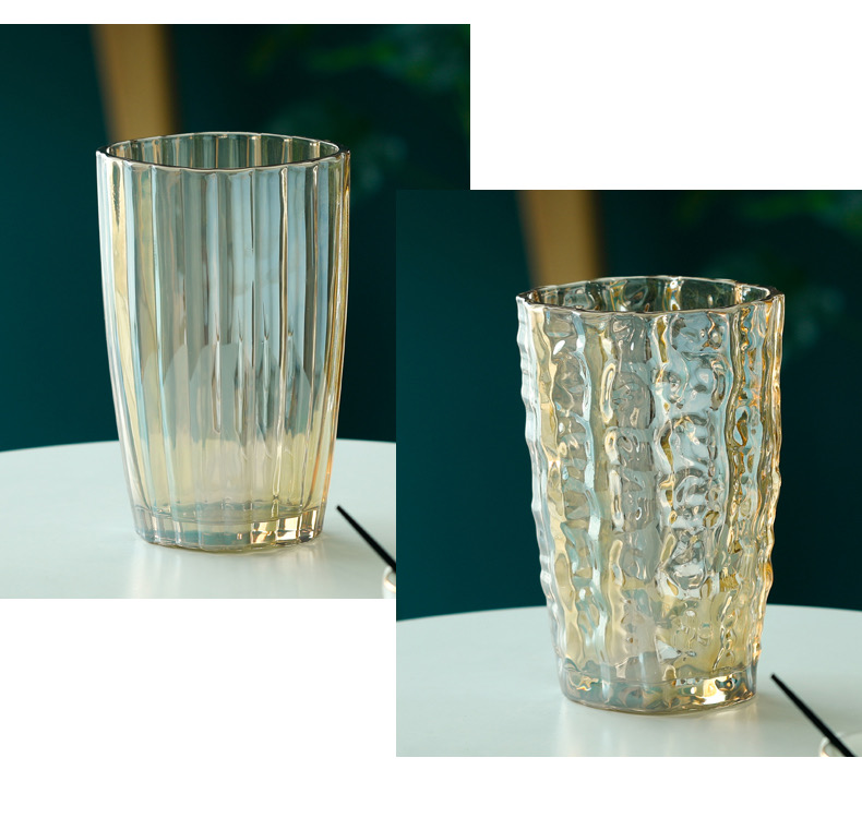 宇行玻璃北欧彩色玻璃花瓶客厅百合花玫瑰水养水培花插餐桌装饰摆件水晶花瓶详情4