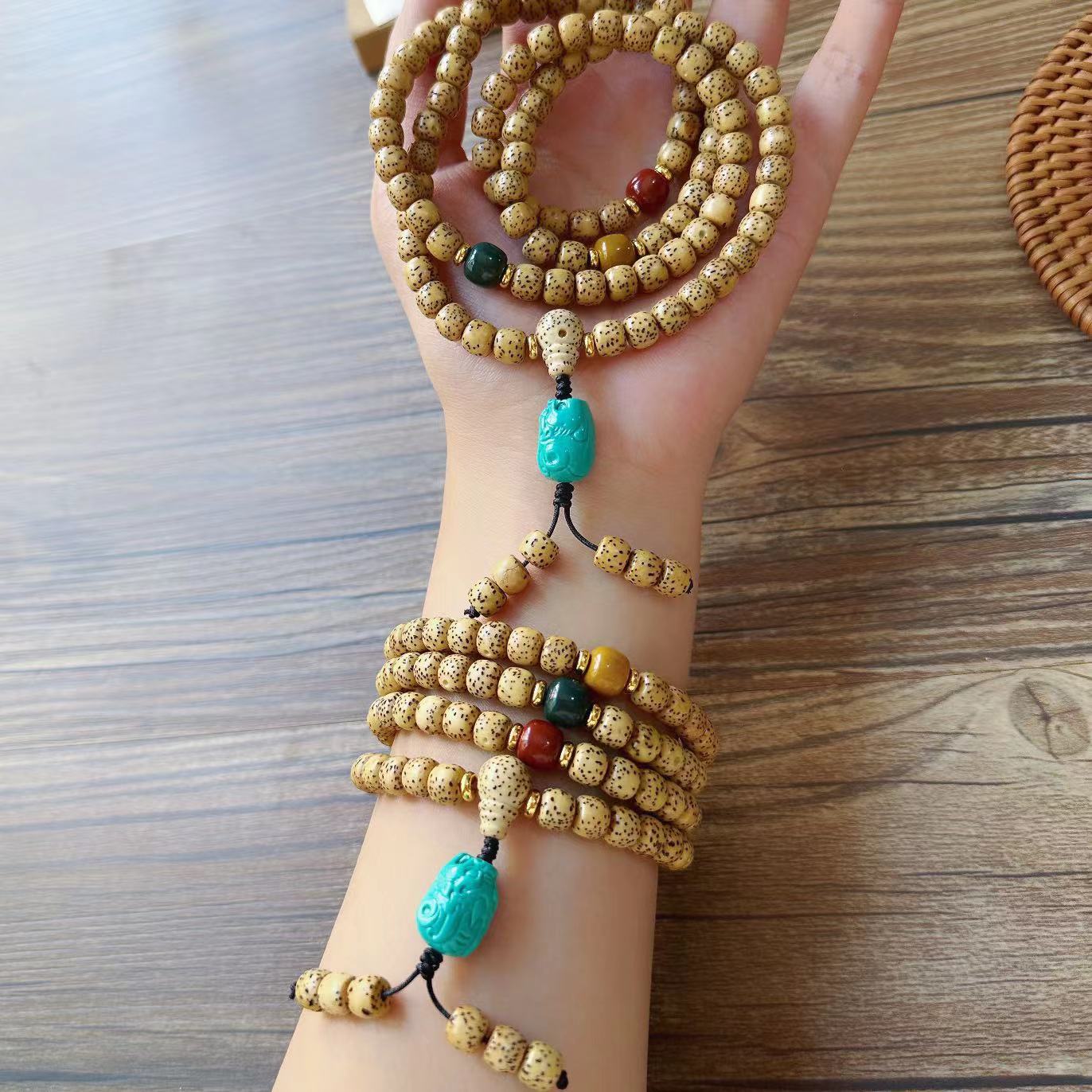 Natural Hainan Original Ecological Golden Seed Star Moon Bead 108 Buddhist Prayer Beads Bracelet Necklace, agate and turquoise Tibetan-style cultural play wholesale, cultural play Buddhist prayer beads bead bracelet bracelet, string beads factory direct sales wholesale pic 17
