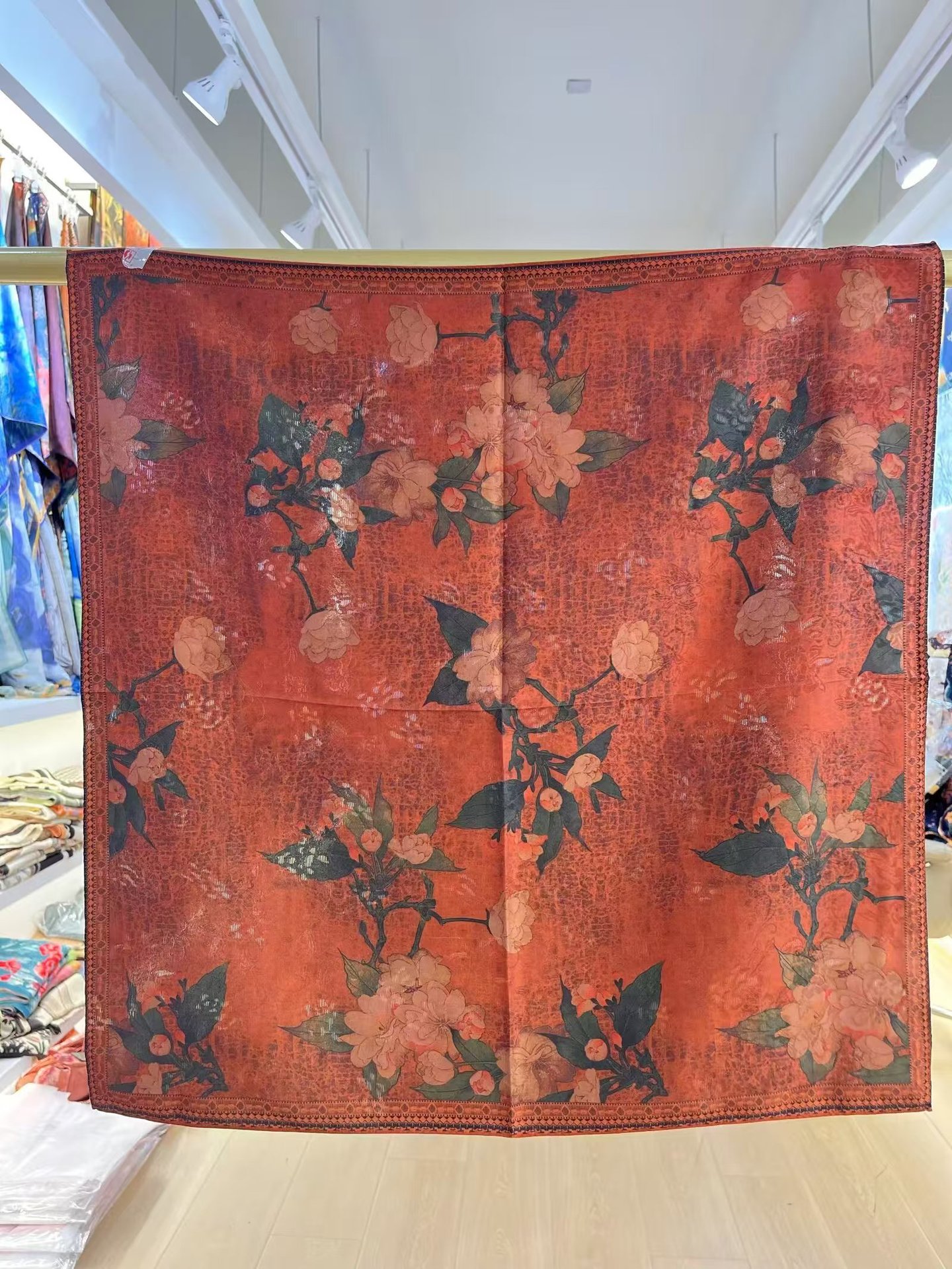 国潮香云纱花萝70*70新中式苏杭小方巾双面双色丝巾厂家代发扎染详情3