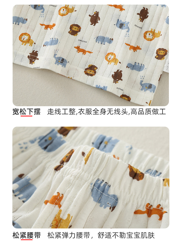 夏季儿童纯棉套装小孩薄款休闲家居服小宝宝空调服男童七分裤套装详情9