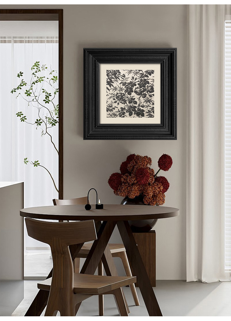 中古风餐厅装饰画美式复古蔷薇花挂画网红新款客厅卧室小众文艺画详情8