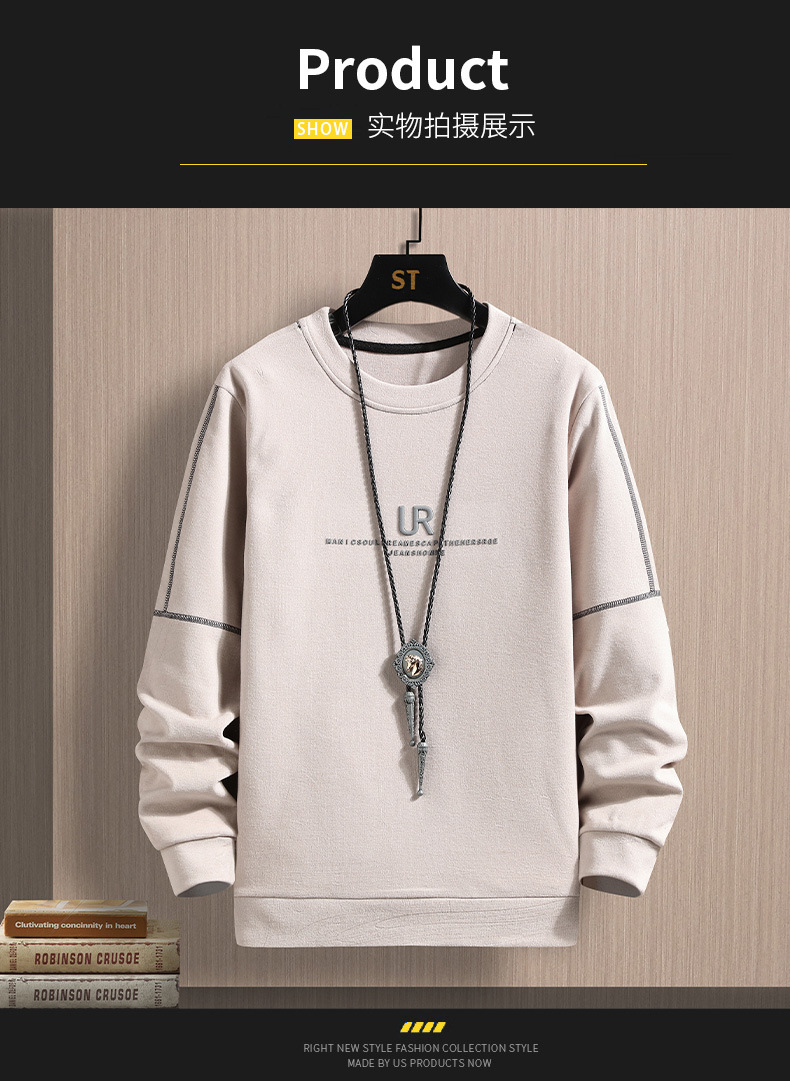 2022 Autumn/Winter new double-sided German fleece long-sleeved T-shirt for men, Korean-style trendy fleece hoodie, casual top for men pic 29