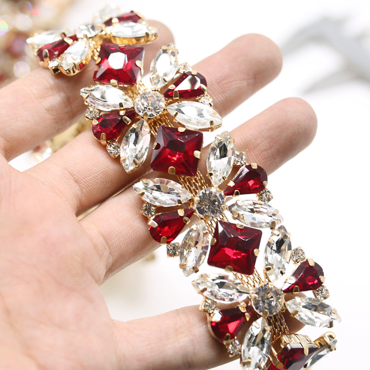 Fancy diamond chain, high-end water diamond decorative chain, hand-sewn headscarf decorative accessory, super sparkling glass DIY diamond jewelry pic 4
