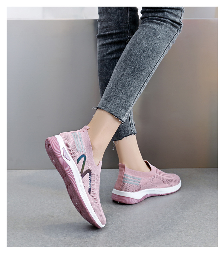 2023新款飞织一脚蹬袜子口休闲女鞋按摩底透气妈妈鞋健步运动鞋详情28