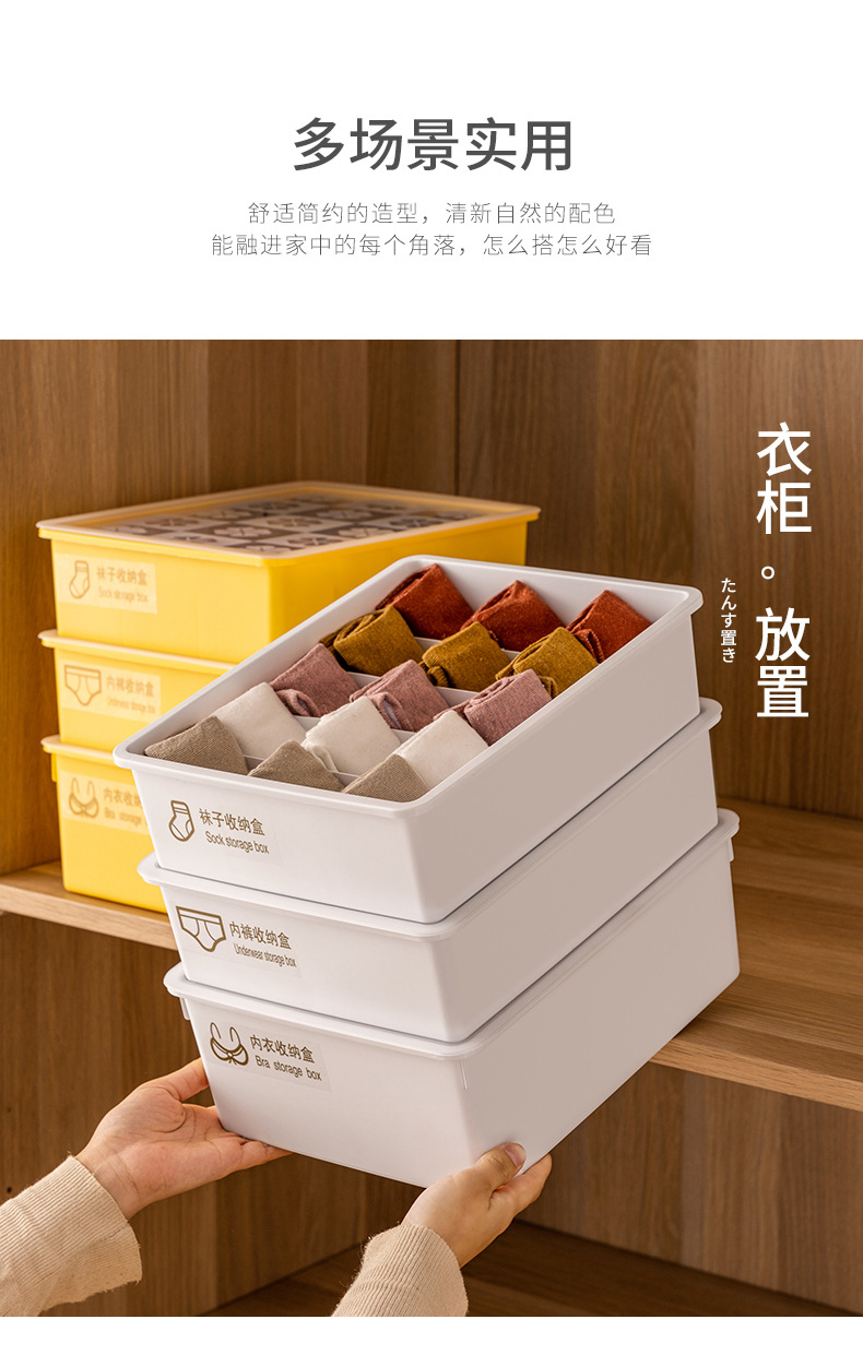 Underwear storage box with compartments and LIDS, combination bra, socks and underpants, student home dormitory organization wonder storage box 0750 pic 15