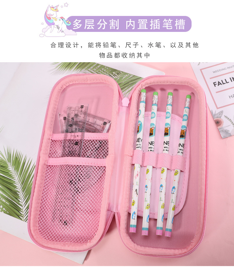 TOPSTHINK Fashion 3D Unicorn EVA material cartoon pen case Large Capacity Creative stationery bag Simple and niche hand-held silicone pen case pic 29