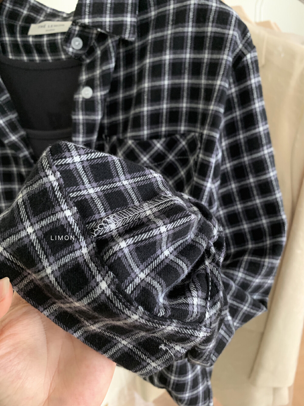 THE LEMON柠檬绿茶设计感宽松显瘦休闲ins假两件格纹衬衫女秋季详情26