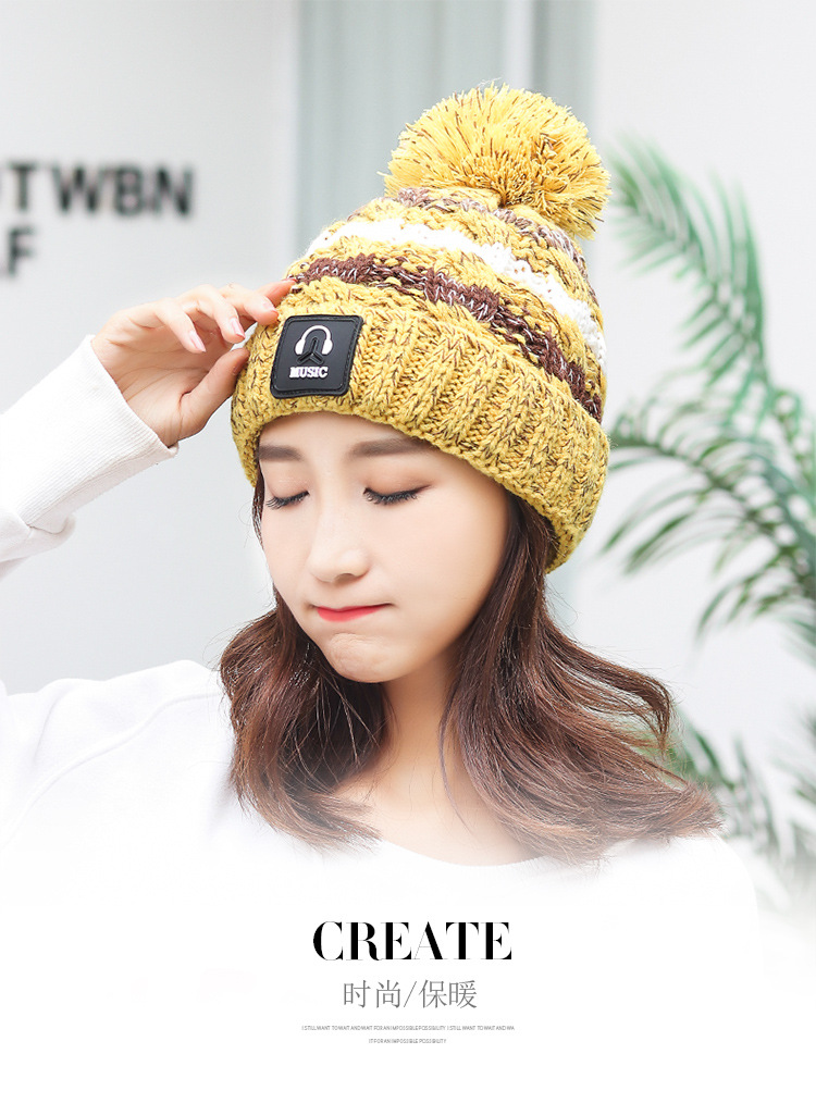 Sombrero mujer versión coreana color bola de pelo de punto sombrero otoño invierno holgado ins mostrar la cara pequeño 2021 nuevo sombrero frío pic 1