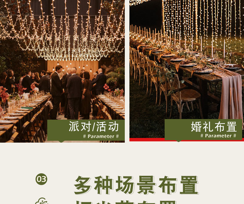 户外防水LED彩灯闪灯串灯满天星七彩氛围灯卧室装饰树灯瀑布灯带详情33