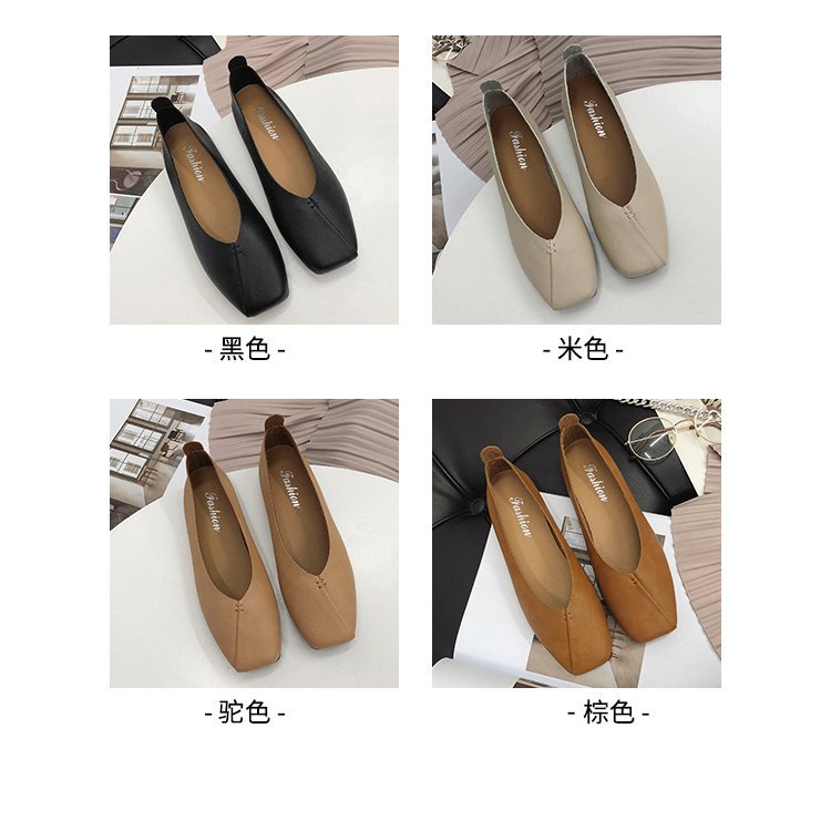 单鞋女2022年新款女式平底鞋方头浅口奶奶鞋软底豆豆鞋女鞋批发详情2