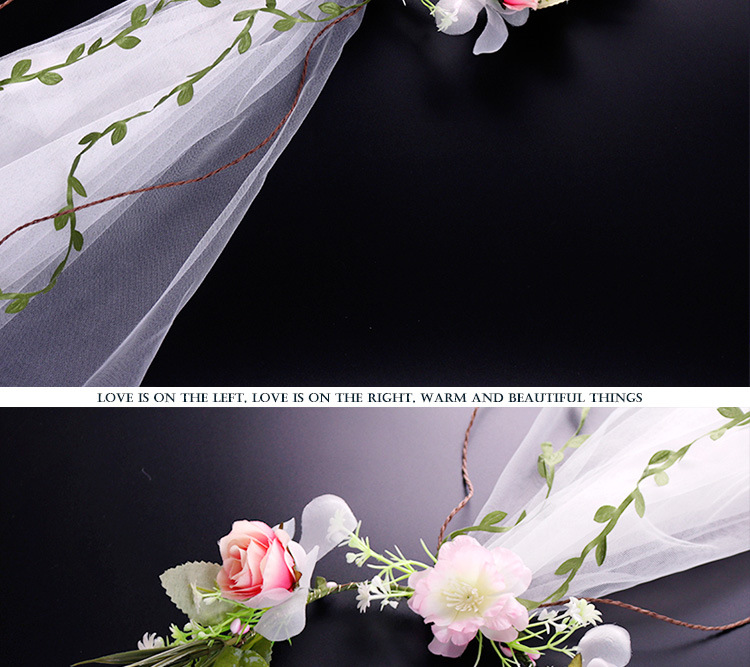 Factory direct sales of off-white mesh flower garlands, European rose simulation flower wedding gowns, headscarves, and Hawaiian photo headwear for brides pic 6