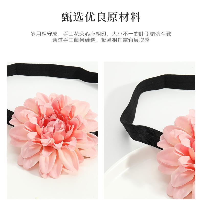 Korean-style fashionable fabric handcrafted flower headband wedding and festival headwear decoration, paired with retro girl hair bands and hair accessories pic 2