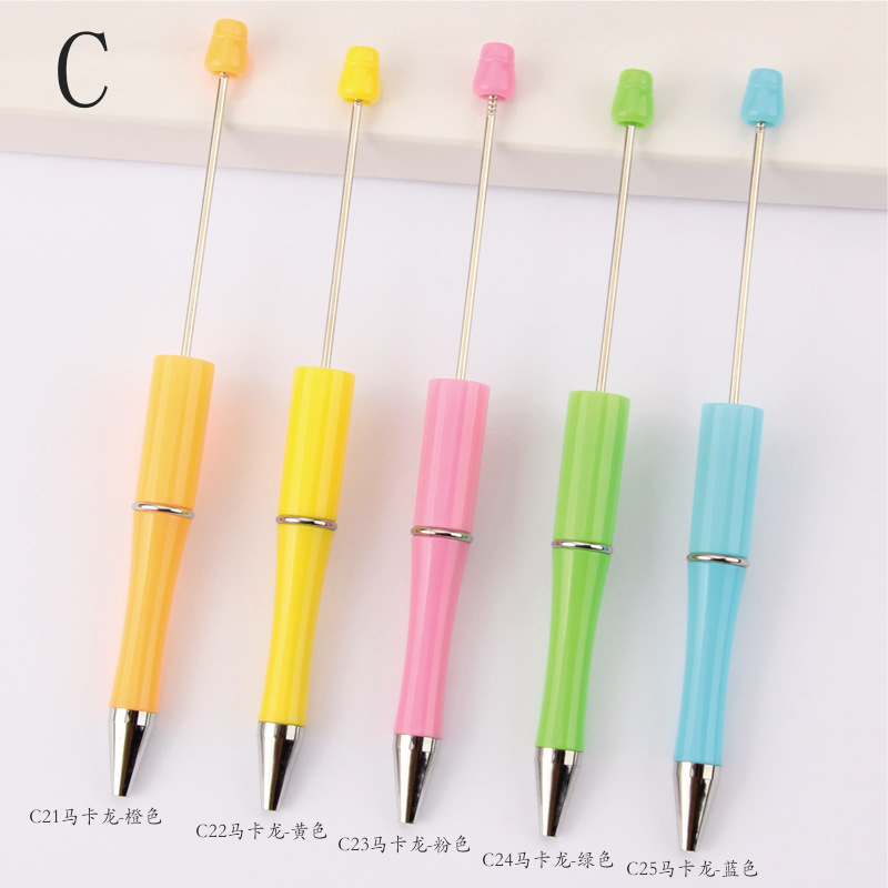 Wholesale of bead pens in stock, diy creative plastic bead ballpoint pens, UV electroplated bead pens, three-color gradient bead pens pic 10