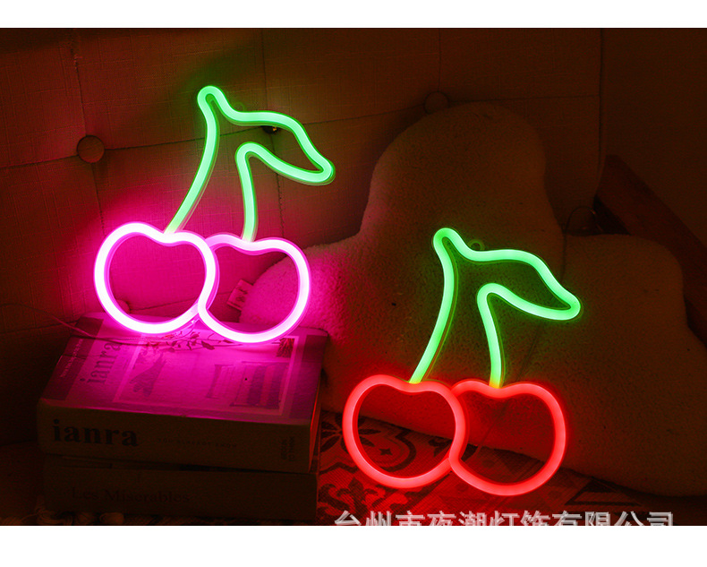 New cross-border LED neon lights in the shape of cherry fruits, night lights and creative bedroom decorative lights are directly supplied by the manufacturer pic 11