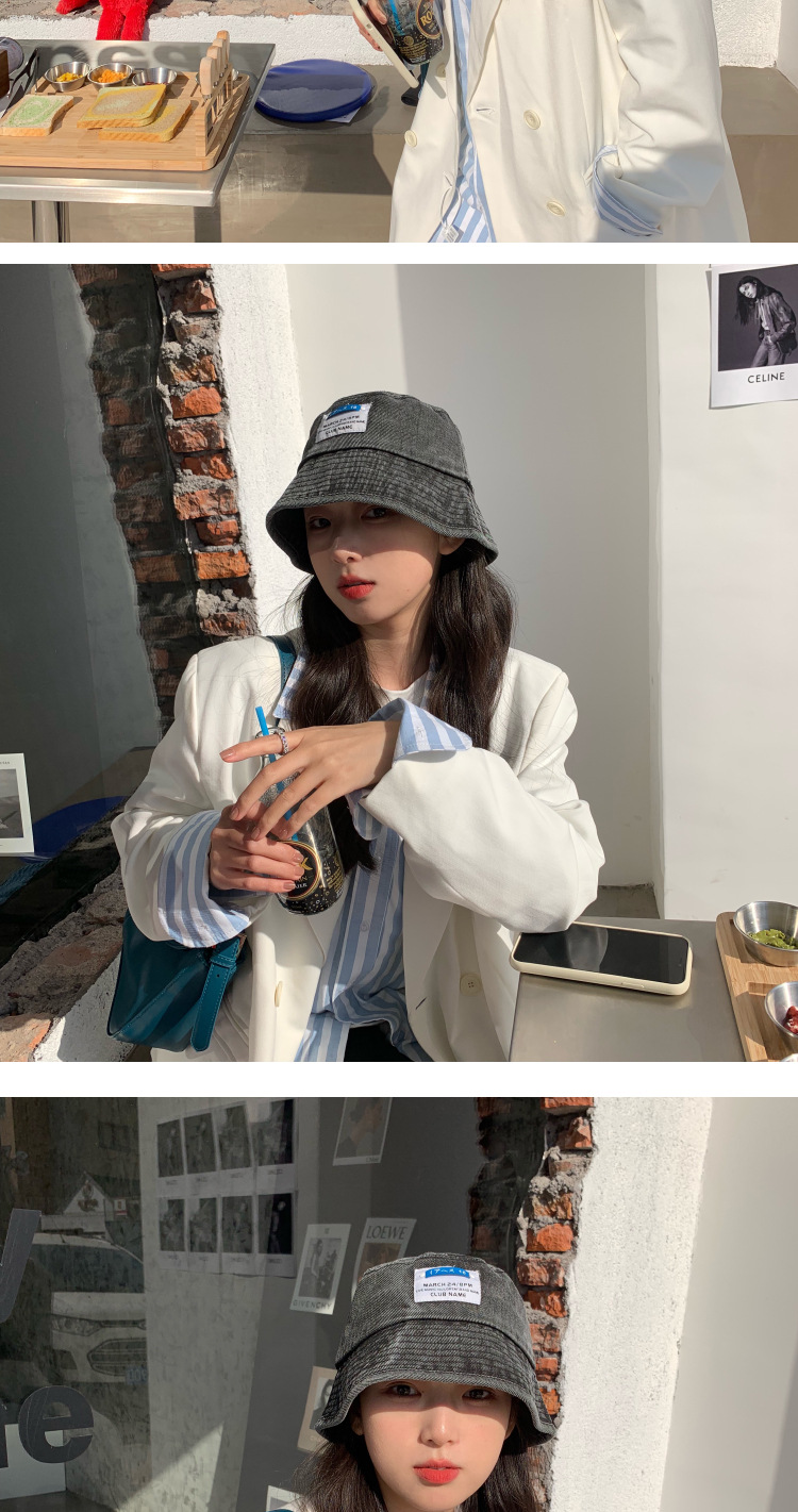 日系复古牛仔帽子女渔夫帽春夏韩版百搭遮阳水桶帽女盆帽详情2