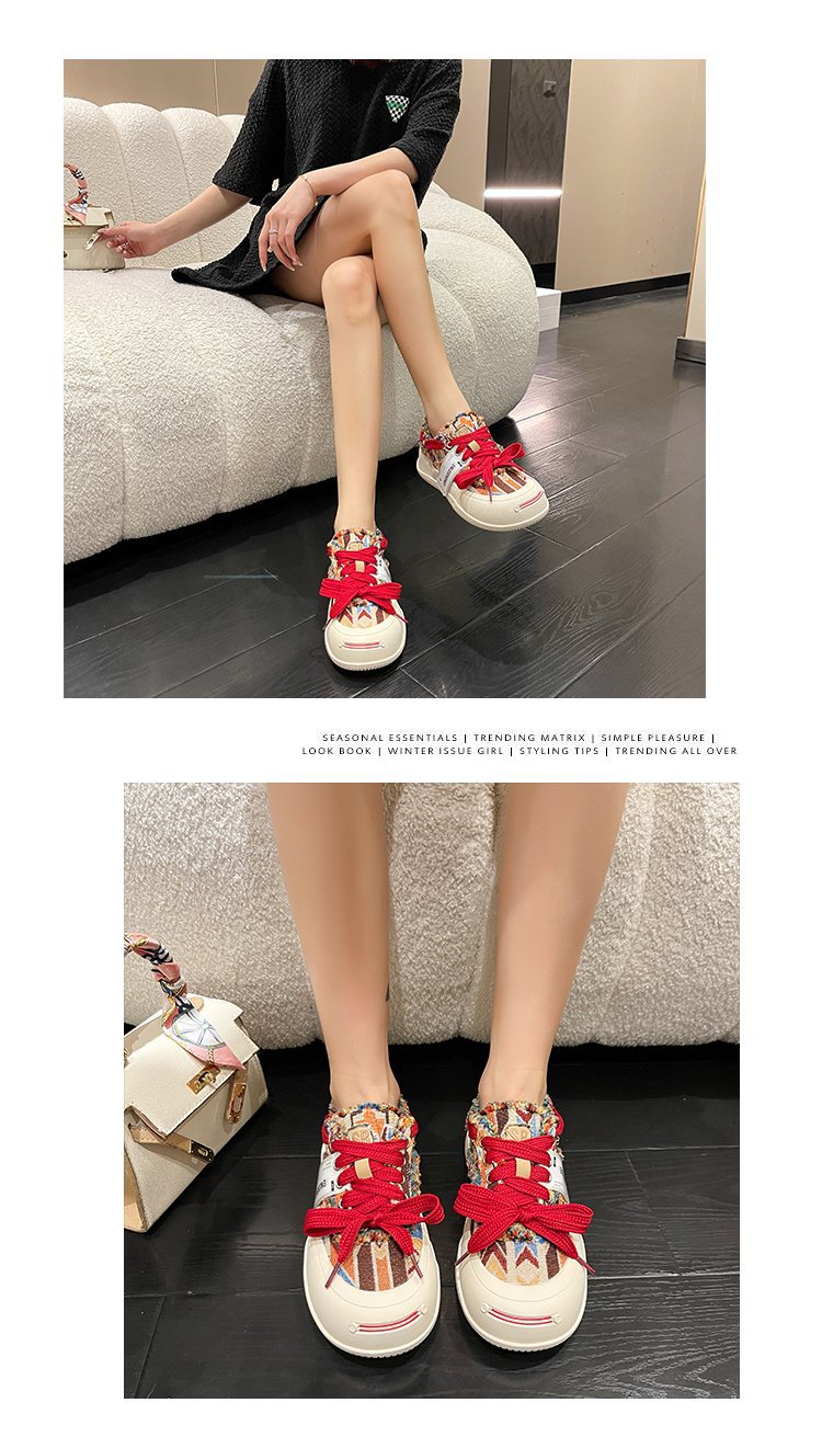 小众设计拼色帆布鞋女厚底休闲板鞋2023年新款春秋季韩版丑萌女鞋详情25