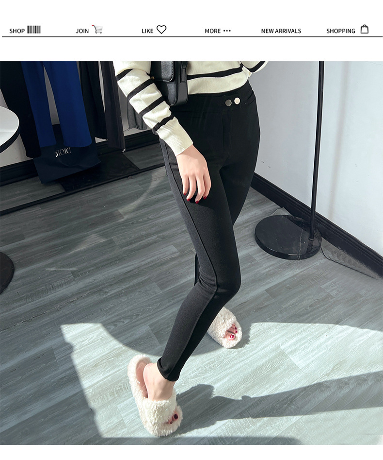 小个子外穿加绒打底裤女2023春秋新款小黑裤弹力显瘦小脚魔术裤子详情44