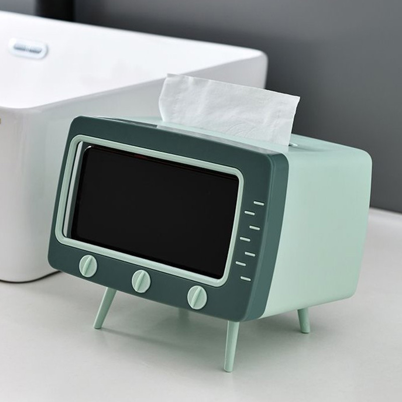 TV, tissue box, light luxury plastic living room coffee table, multi-functional storage box pic 4