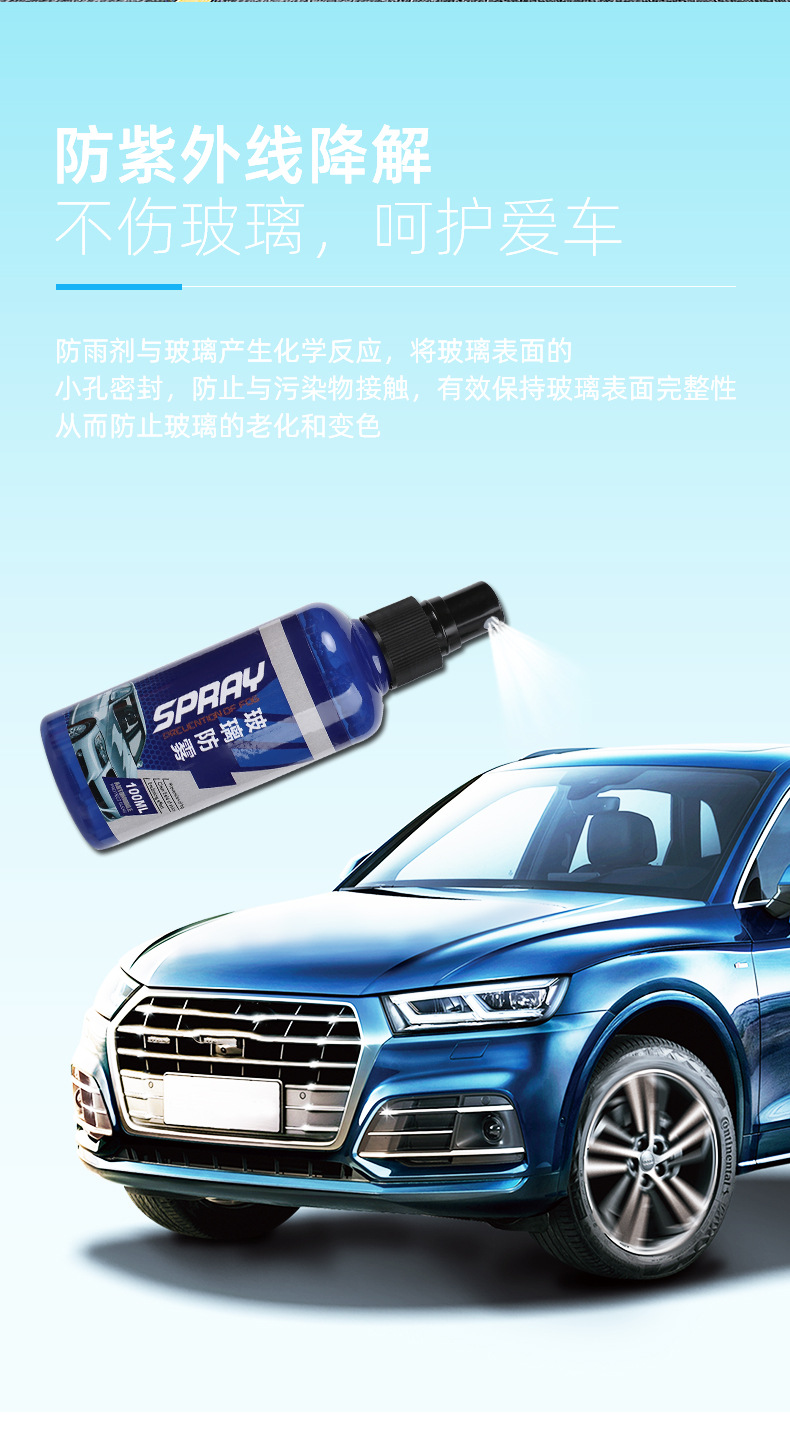 汽车防雨防雾剂 车用玻璃镀膜剂 车载后视镜除雾除水珠玻璃清洁剂详情5